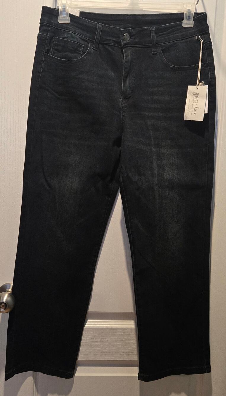 NWT Grace & Lace dark wash Straight leg jean sz 14